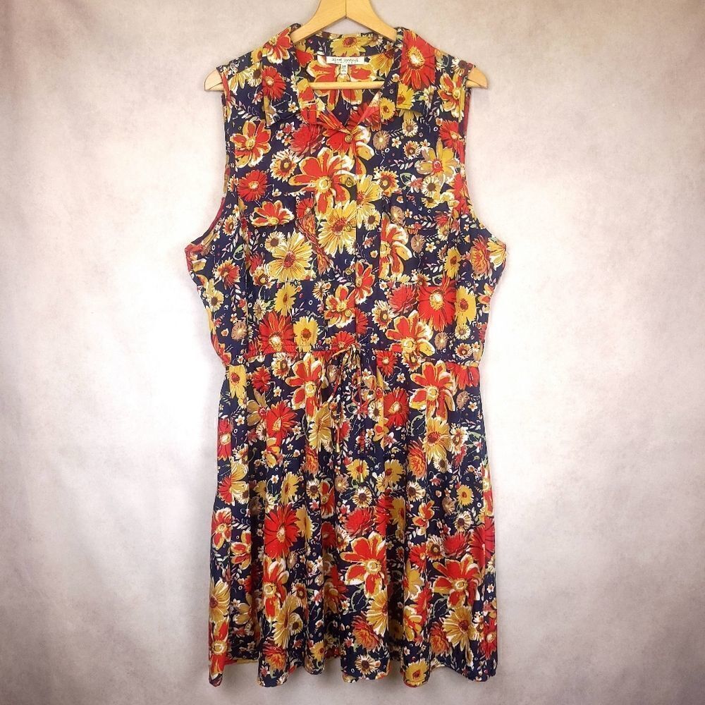 Speed Control Sleeveless Floral Midi Dress Size 3X